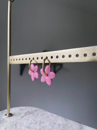 Boucles interchangeables " fleur frangipane " avec créoles 🌸