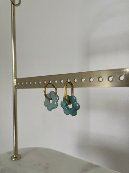 Boucles interchangeables/reversibles " petite fleur " avec créoles