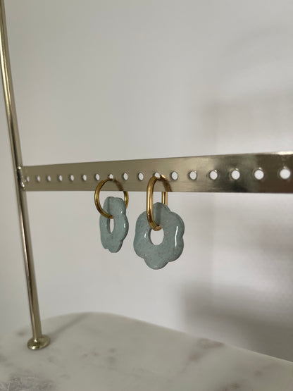 Boucles interchangeables/ réversibles " grande Flora " avec créoles