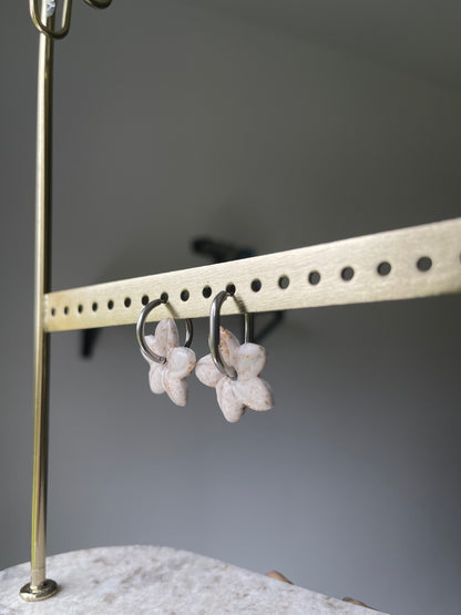 Boucles interchangeables " fleur frangipane " avec créoles 🌸