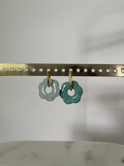 Boucles interchangeables/ réversibles " grande Flora " avec créoles