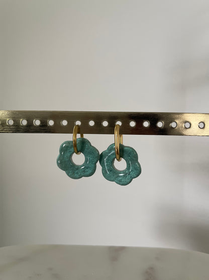 Boucles interchangeables/ réversibles " grande Flora " avec créoles