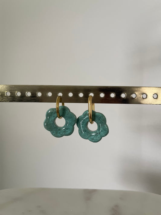 Boucles interchangeables/ réversibles " grande Flora " avec créoles