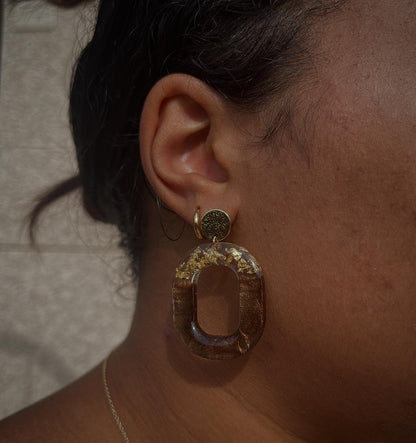 Boucles d’oreilles " Ambre " en résine
