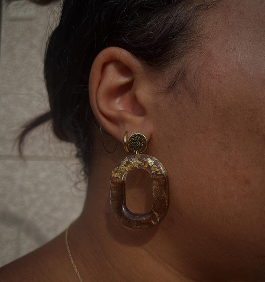 Boucles d’oreilles " Ambre " en résine