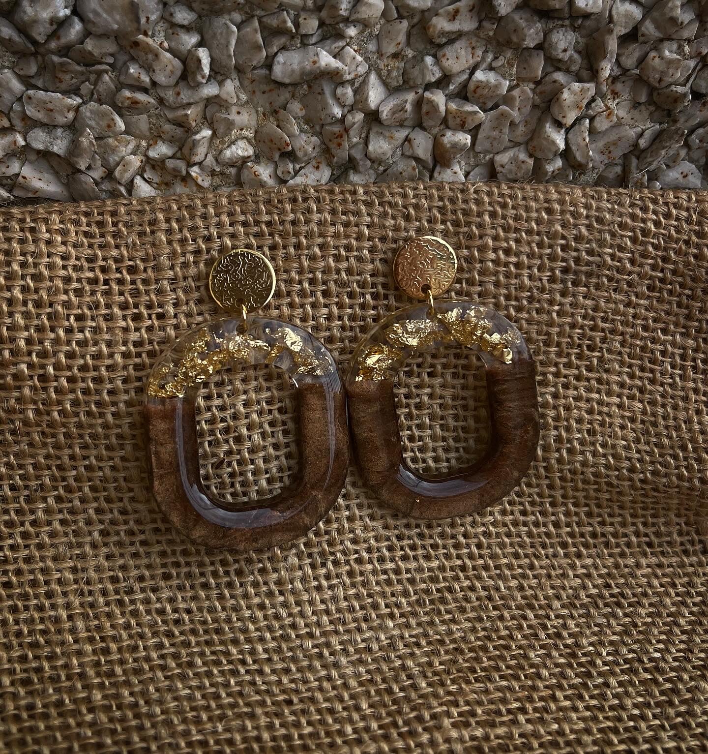 Boucles d’oreilles " Ambre " en résine