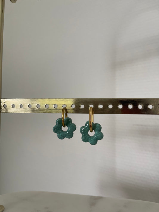 Boucles interchangeables/reversibles " petite fleur " avec créoles