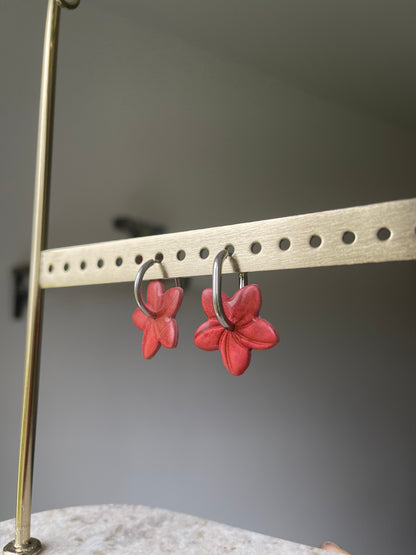 Boucles interchangeables " fleur frangipane " avec créoles 🌸